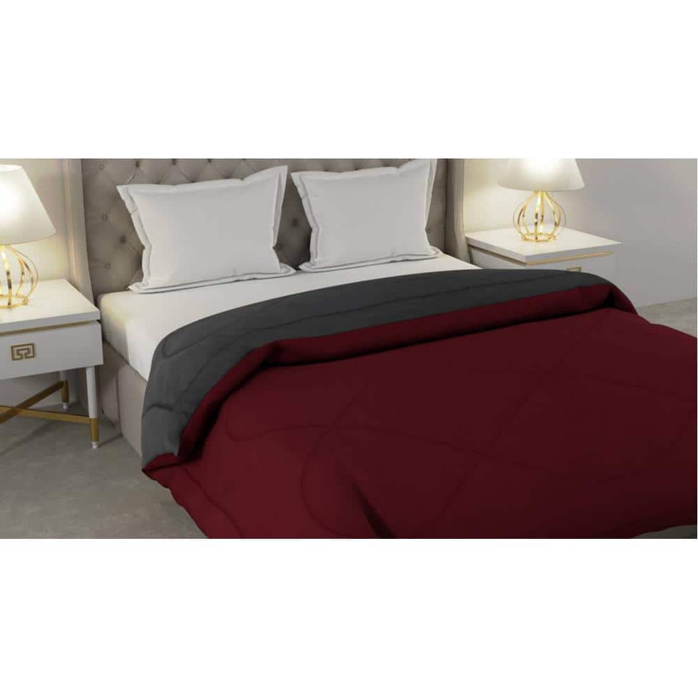 Falguni 
Maroon-Grey Solid 250 Gsm Microfiber Single Bed Comforter
