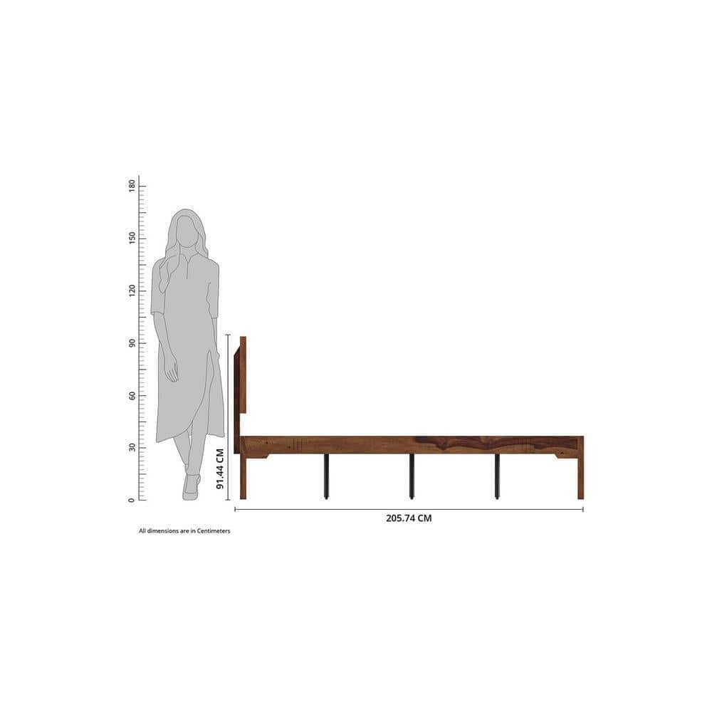 Triplet Solid Wood King Size Non Storage Bed In Provincial Teak Finish