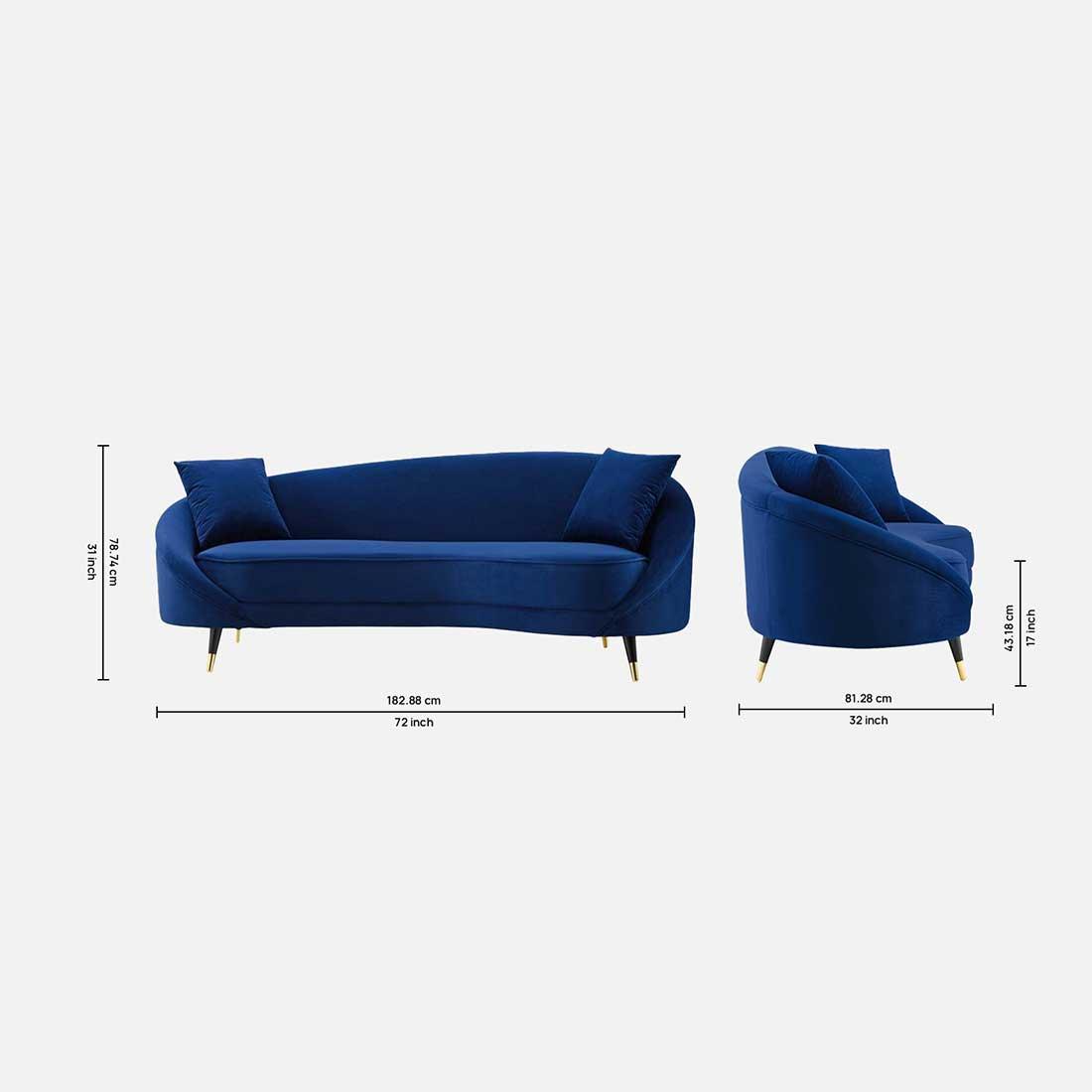 Corpen Fabric Sofa (Navy Blue)