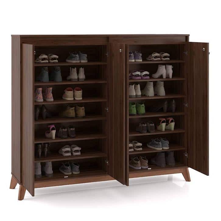 Webster 48 Pair Shoe Rack in Walnut Finish