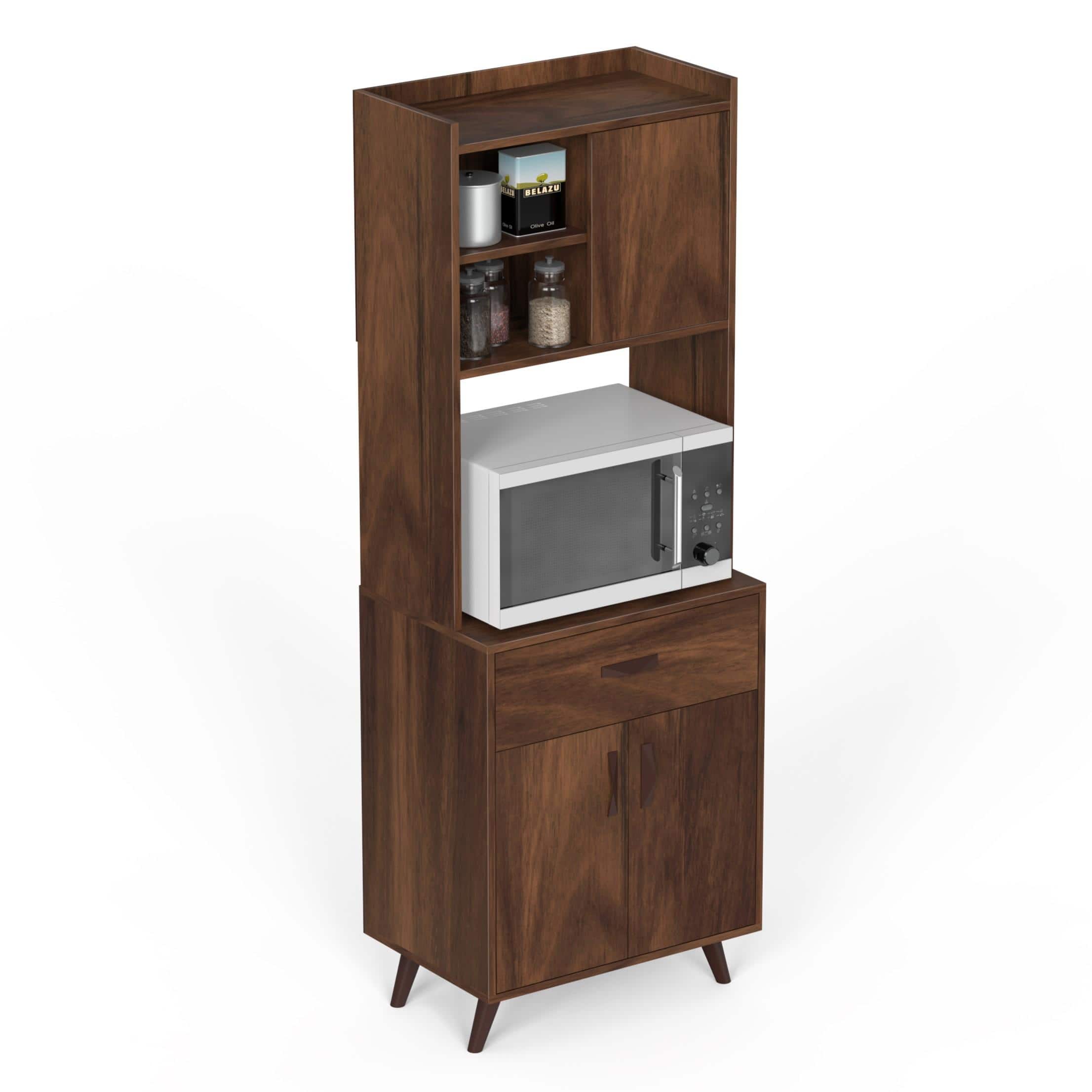 Serrenh Engineered Wood Kitchen Cabinet Rack In Brown Maple Finish