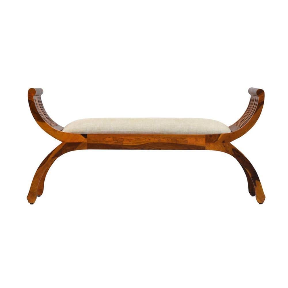 Striado  Sheesham Wood Bench In Honey Oak Finish
