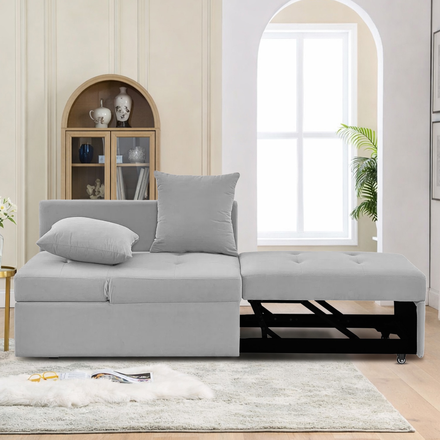 Midora 1 Seater Pull Out Sofa cum Bed  in Grey Colour