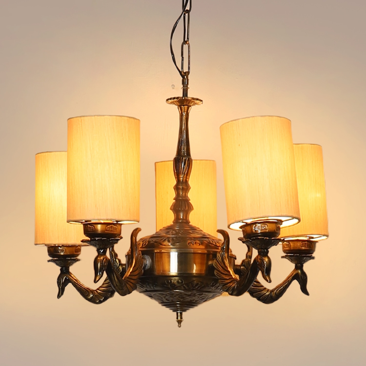 Devansh Dual Gold  Antique Wall Mounted Lamp With Black  Cotton Shade