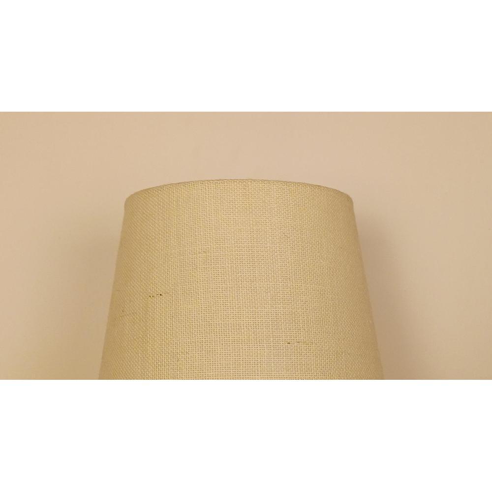 Blender Brown Wooden Table Lamp with White Fabric Lampshade