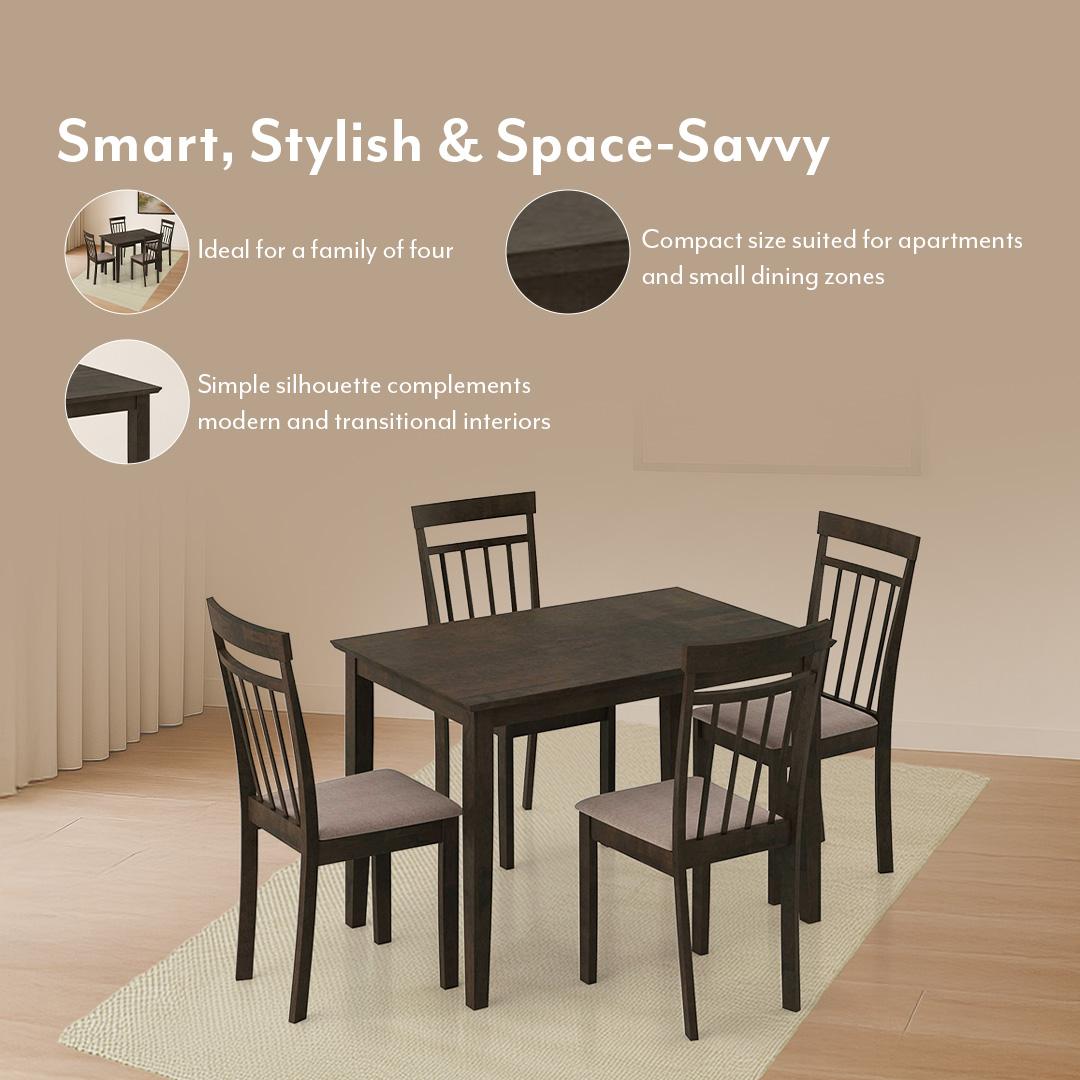 Ava 4 Seater Dining Table In Umber Walnut Finish