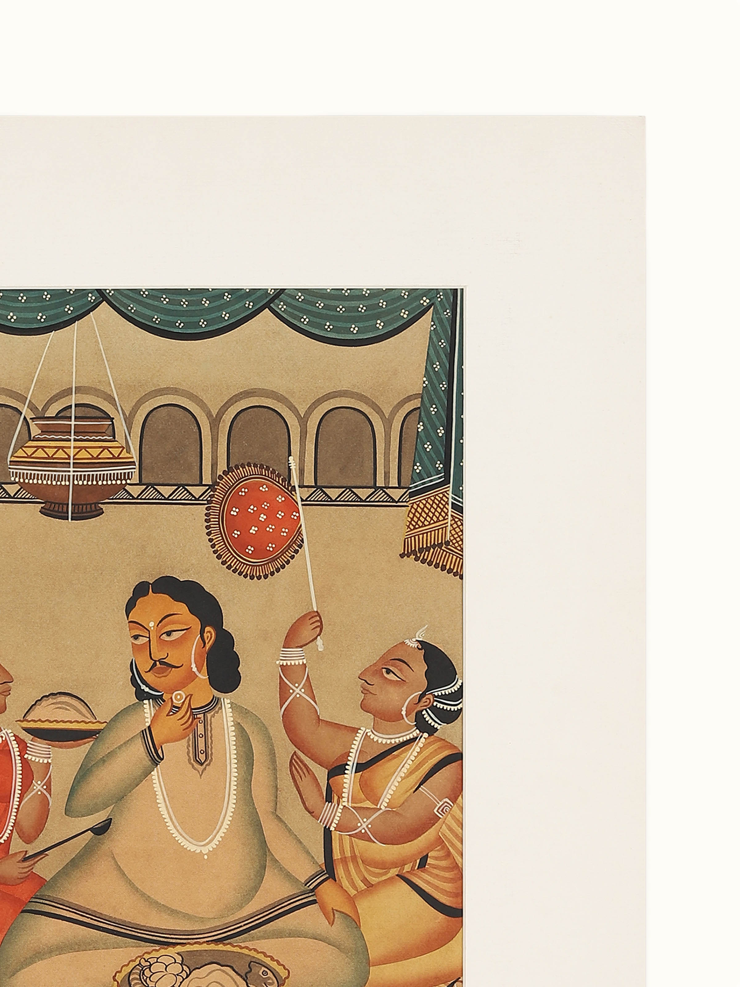Detail shot of Man Eating Kalighat Painting