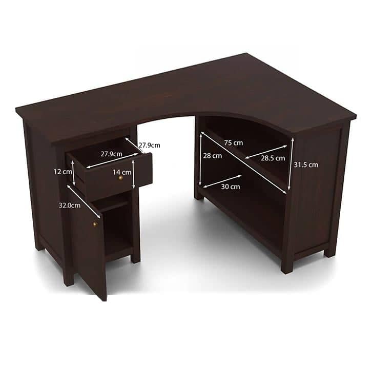 Dickens Solid Wood Study Table in Mahogany Finish