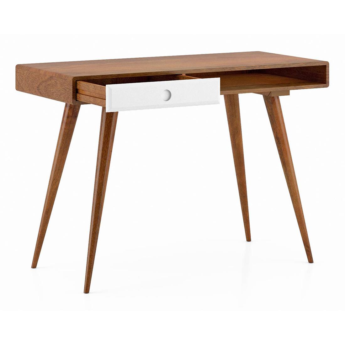 Roswell Solid Wood Study Table in Amber Walnut Finish