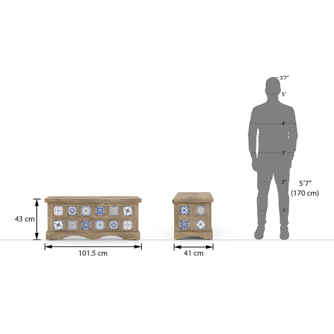 Azul Solid Wood Bench In Brushed Bali Oak Finish