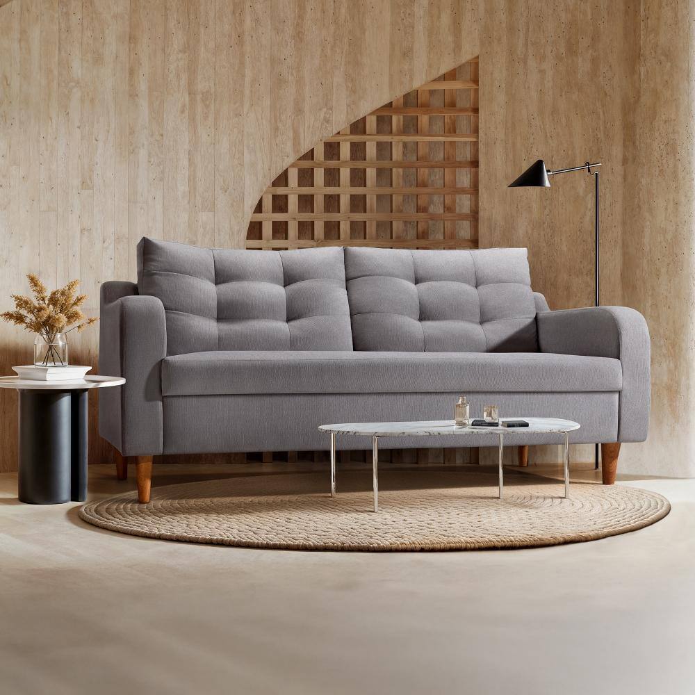 Ease Plus 3 Seater Wooden Sofa in Grey Colour