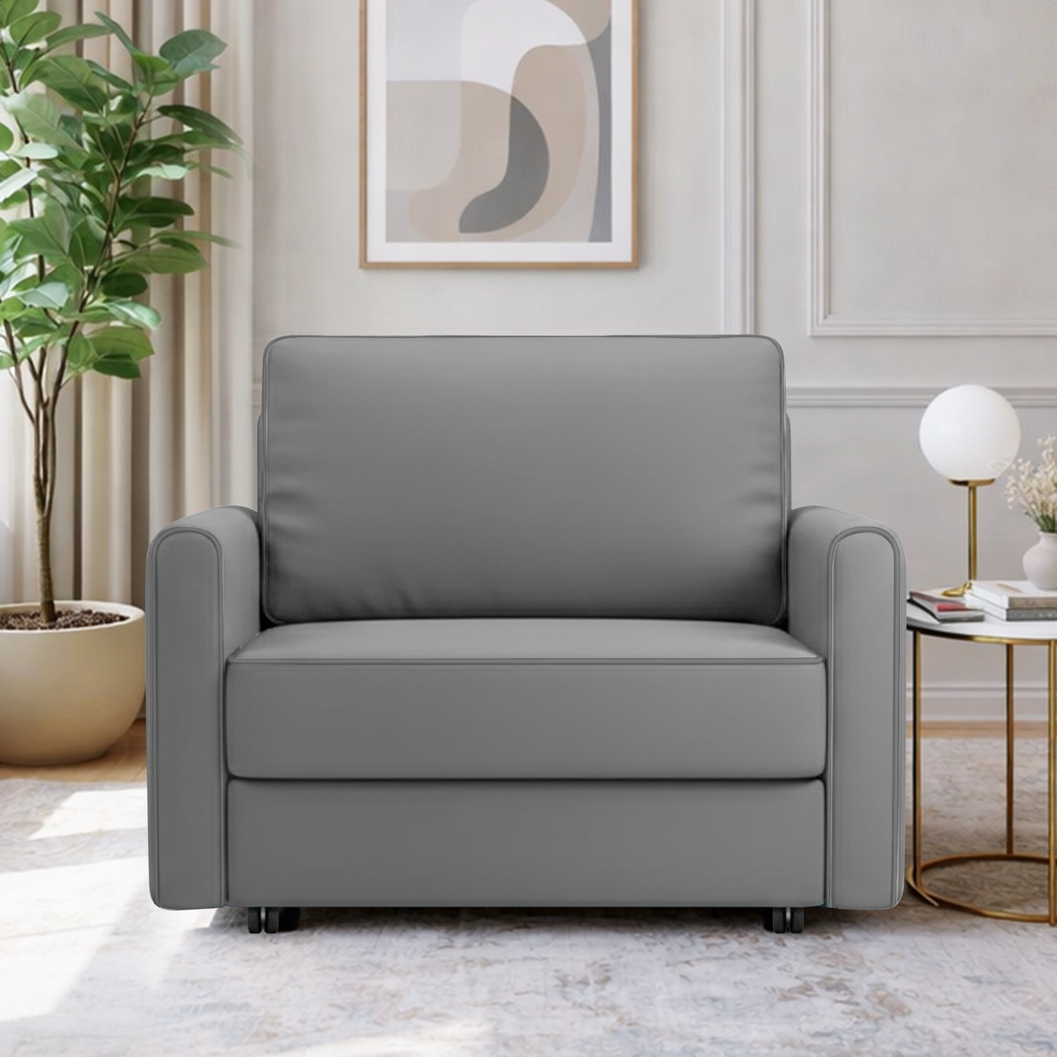 Flycon Pull Out Sofa cum Bed in Grey Colour