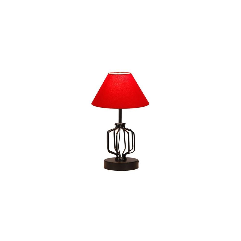 Kenzie Red cotton Table lamp with Iron Base