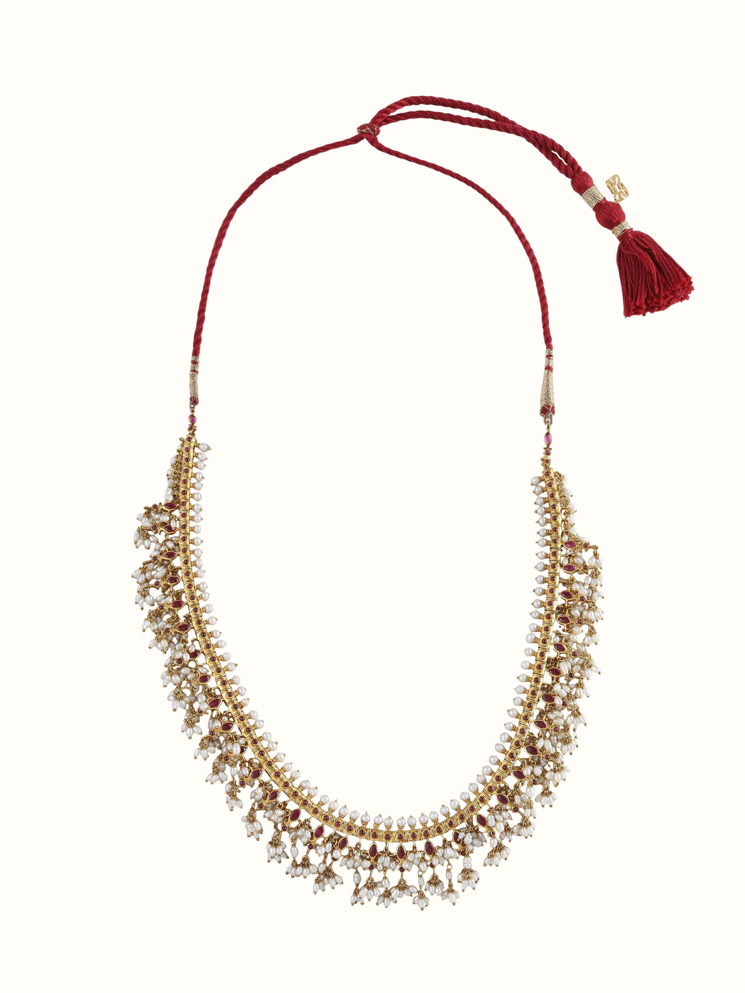 Guttapusalu Silver Long Necklace