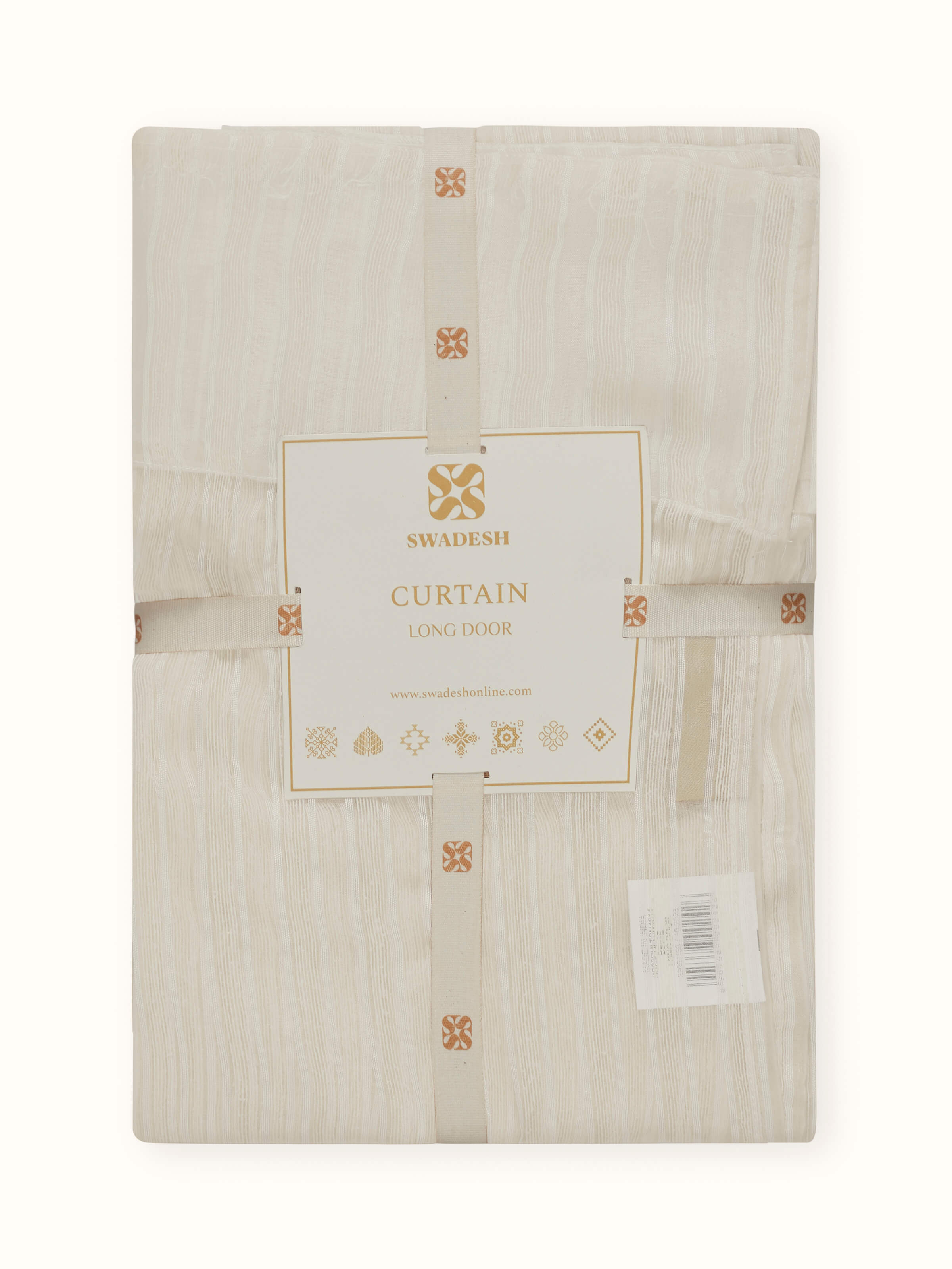 Extended view of full-length curtain panels, emphasizing its 9-foot length and elegant design.