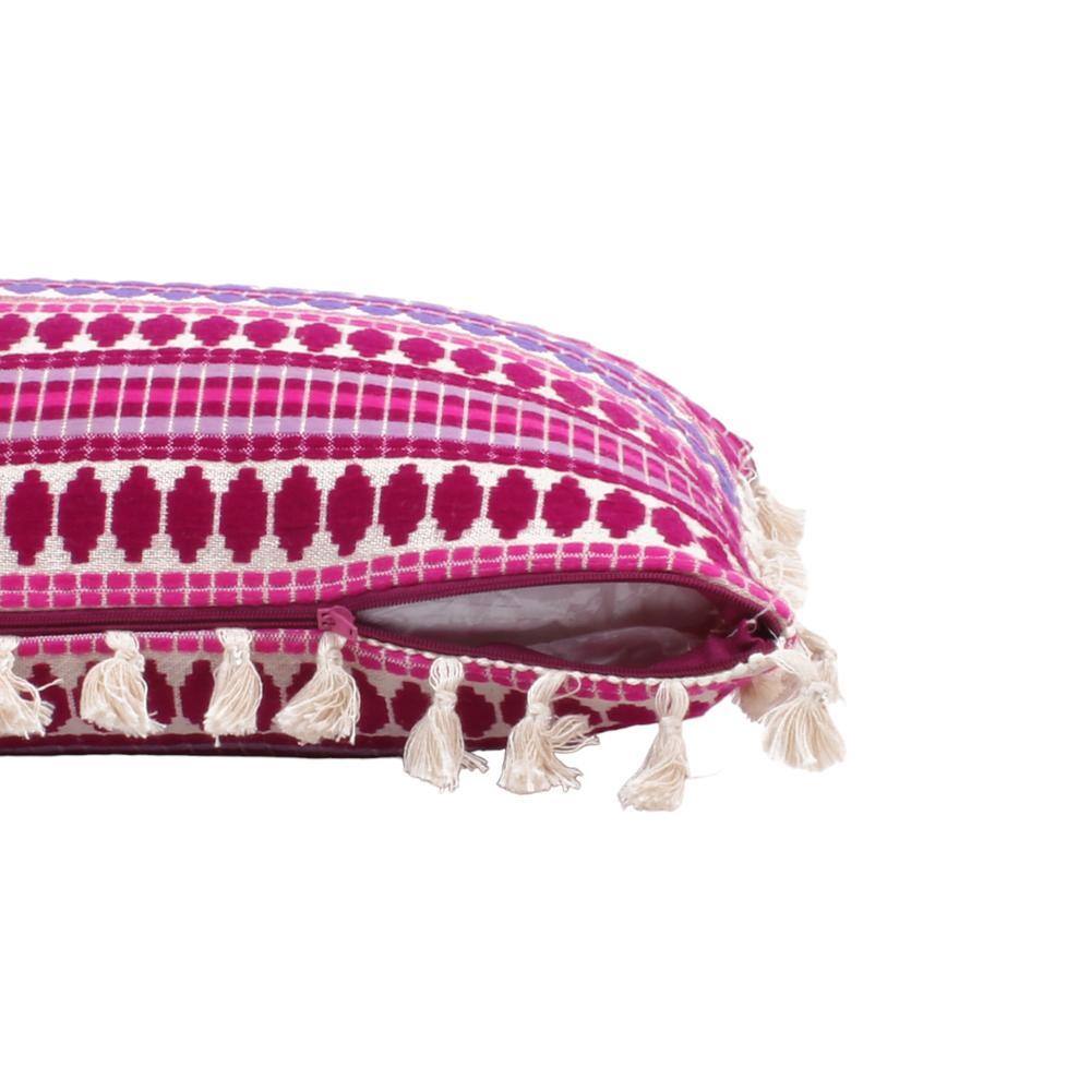 Acrylic Striped Cushion Cover with Lace Set of 2 (16 X 16 Inches)