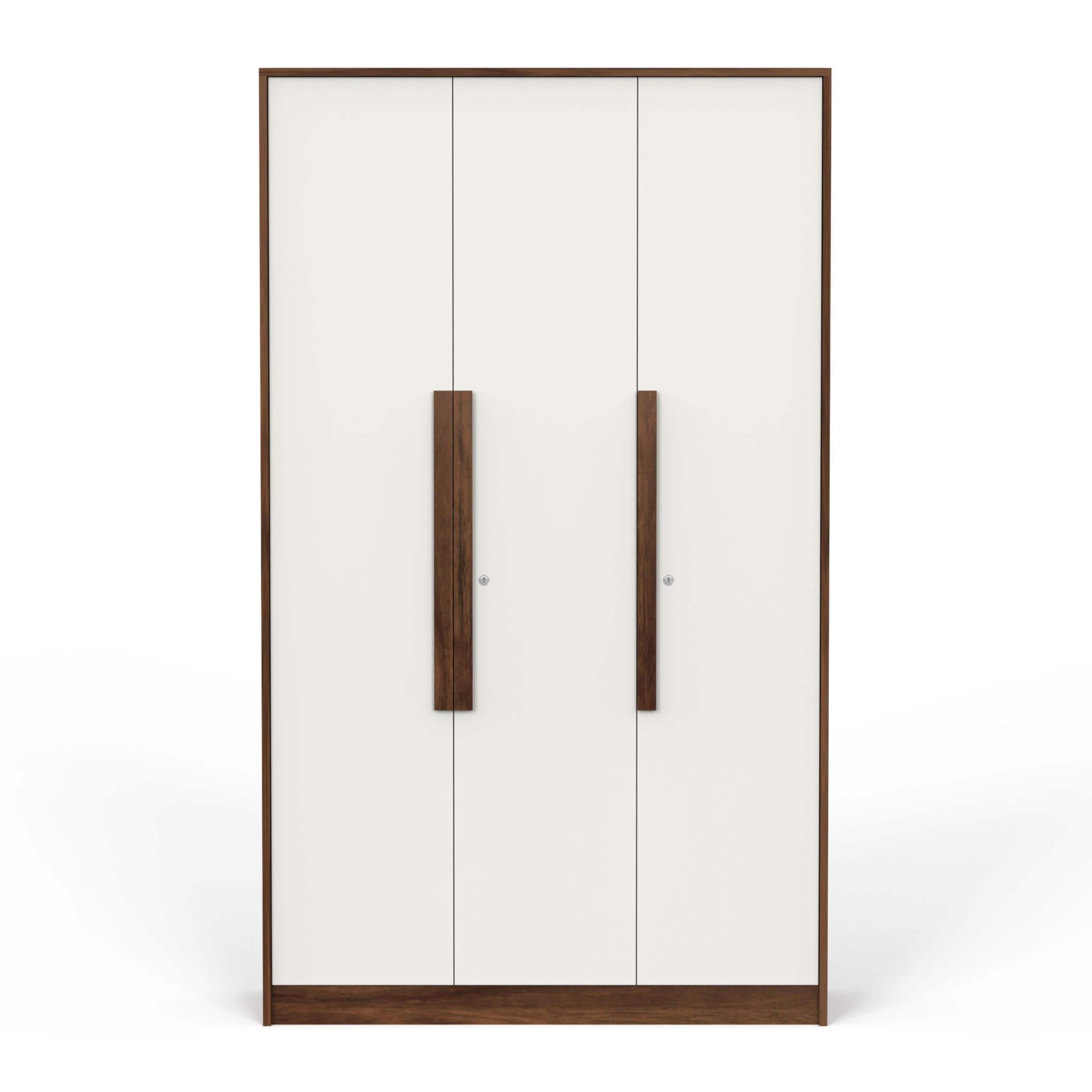 Maltein 3 Door Engineered Wood Wardrobe In Brown Maple & White Finish