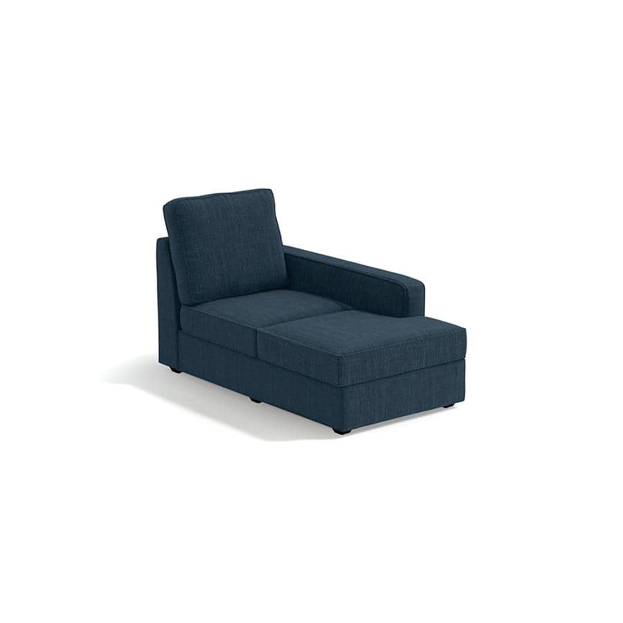Apollo Sofa (Colour : Indigo Blue, Cushion : Soft, Back Type : High Back, Seating Capacity : Right Aligned 3 Seater + Right Aligned Chaise + Ottoman)