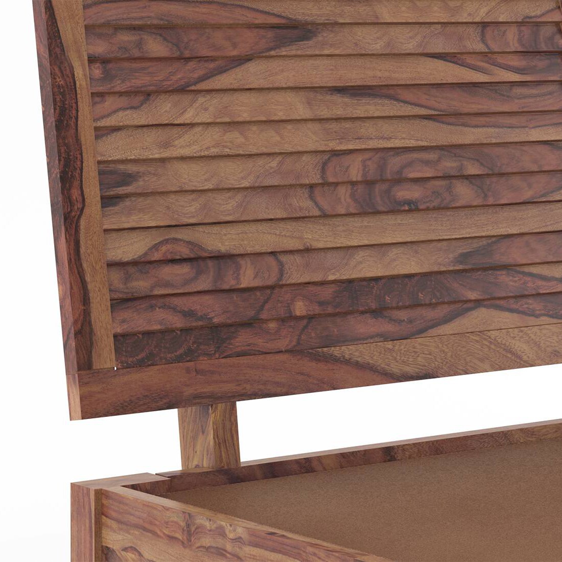 Terence Solid Wood King Size Drawer Storage Bed In Teak Finish