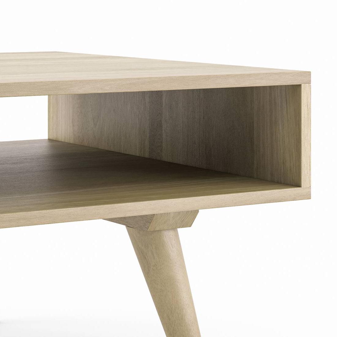 Ivara Rectangular Solid Wood Coffee Table In Natural Finish
