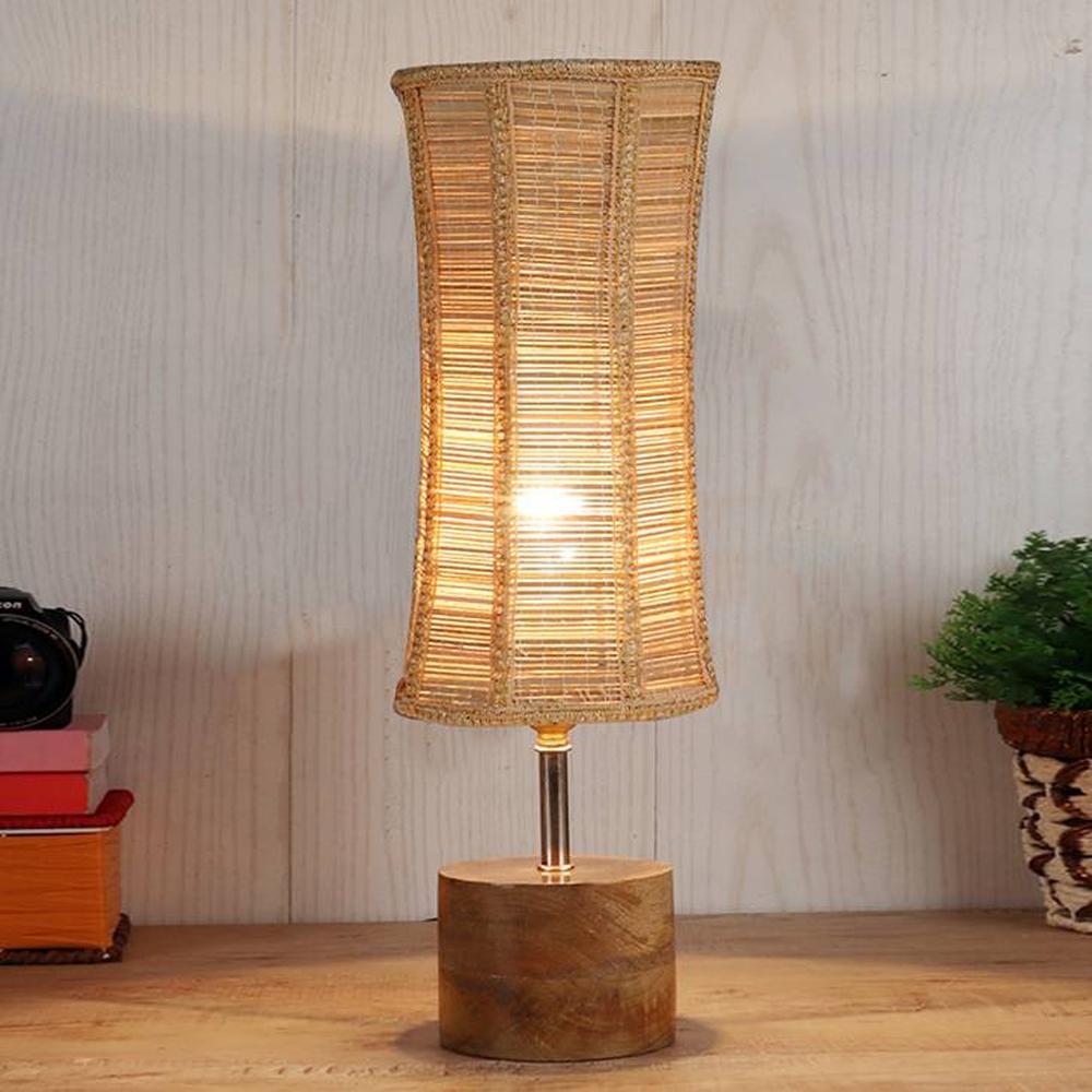 Ember Beige bamboo & solid wood table lamp