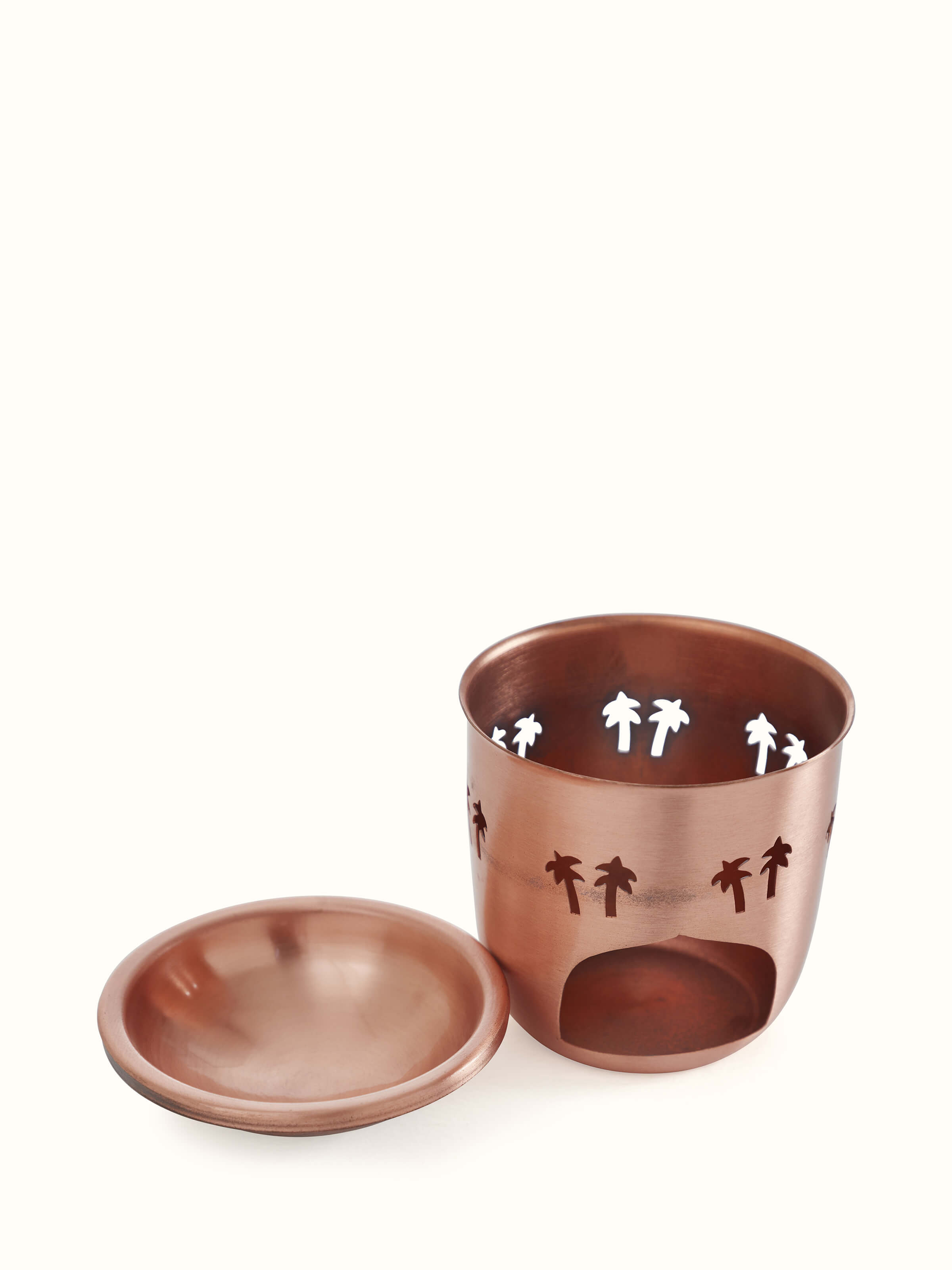 Front view of Copper Aroma Diffuser emphasizing its modern design and polished copper surface.