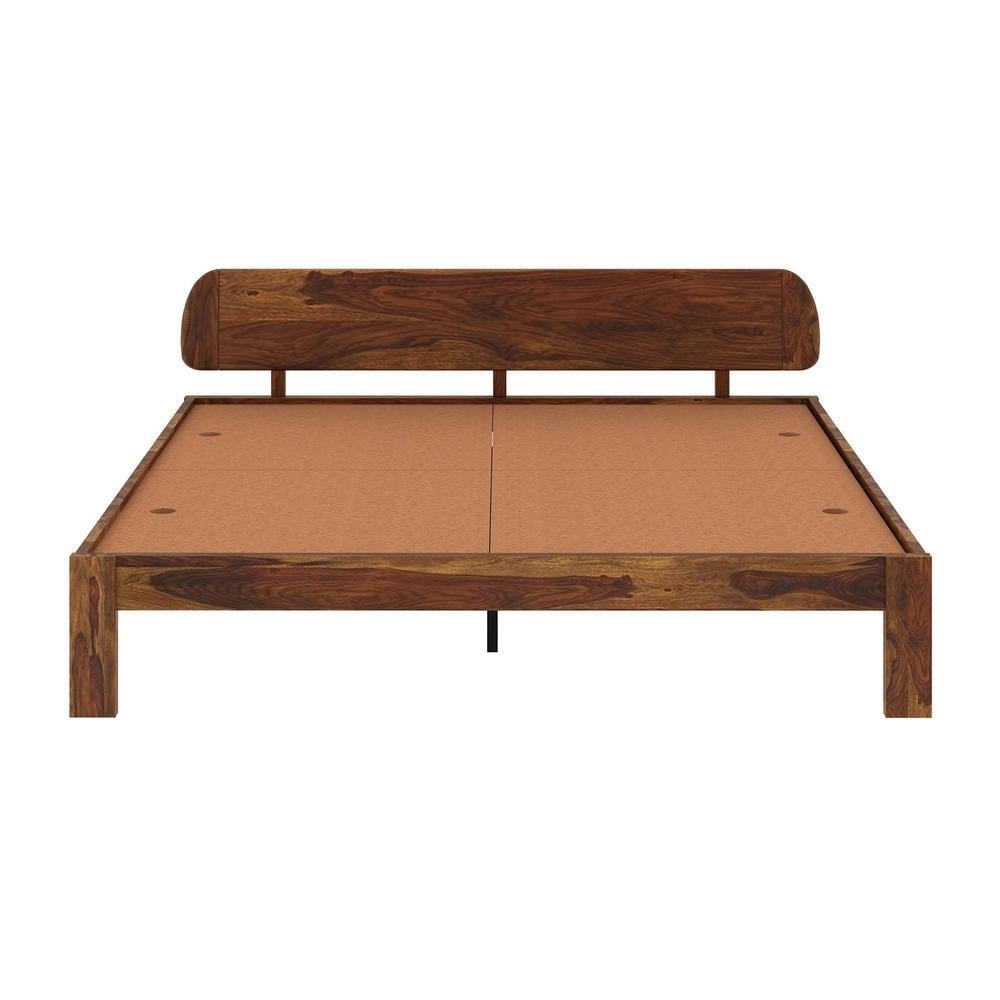 Sleigh Solid Wood King Size Non Storage Bed In Provincial Teak Finish