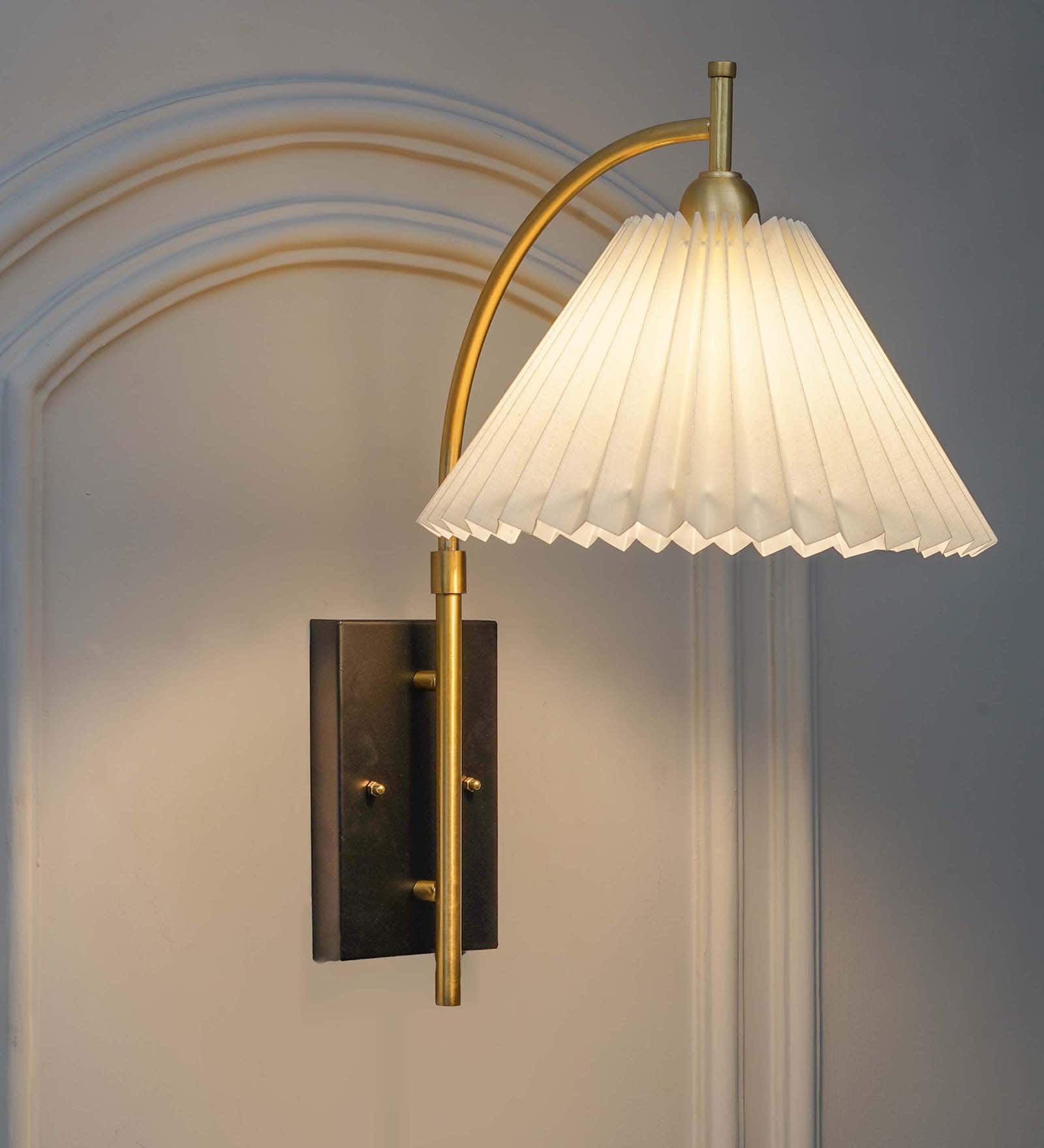 KIANIA Single Light Black and Brass Wall Fitting with White Shade