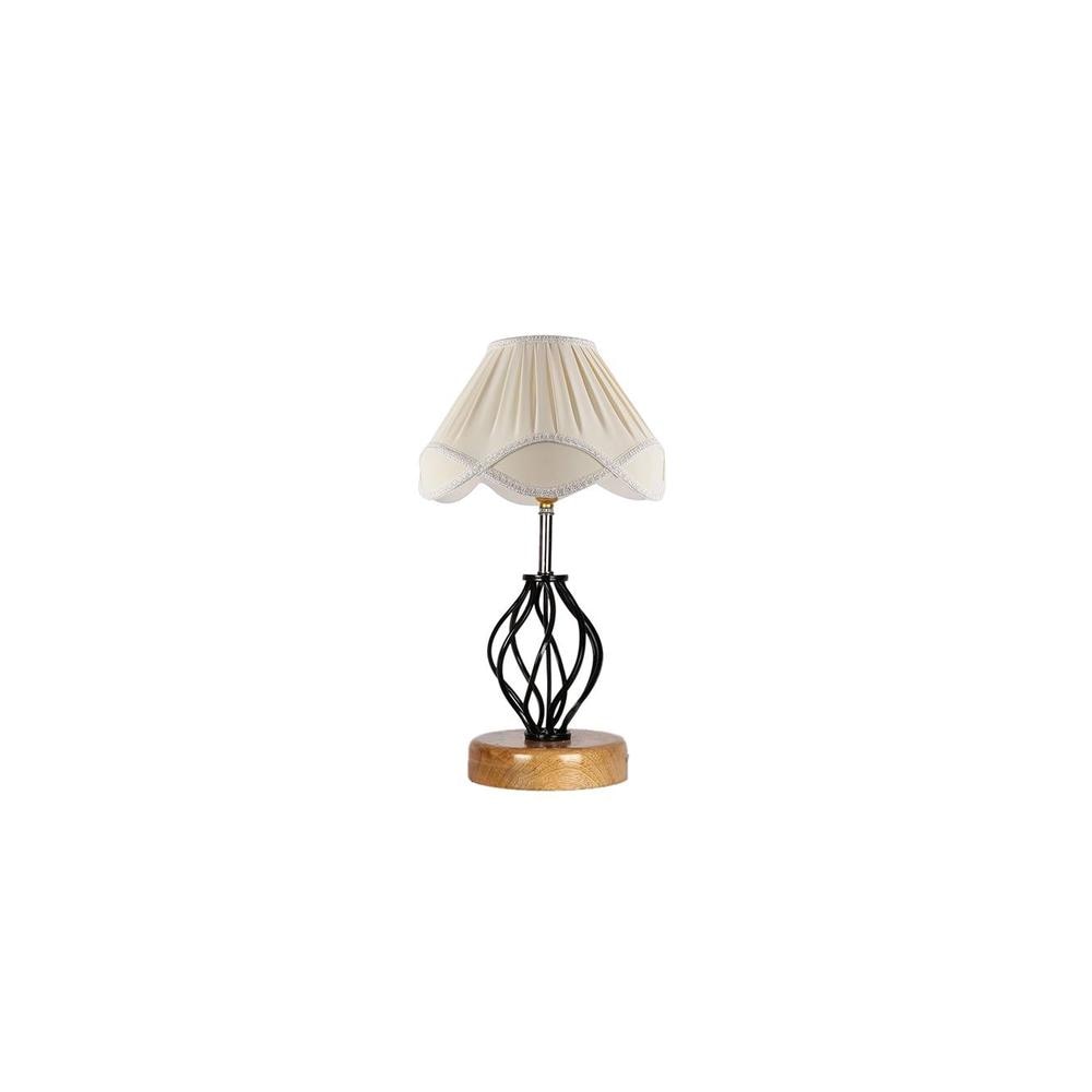 Evangeline Vintage off-white Shade Table lamp with Wood & Iron Base