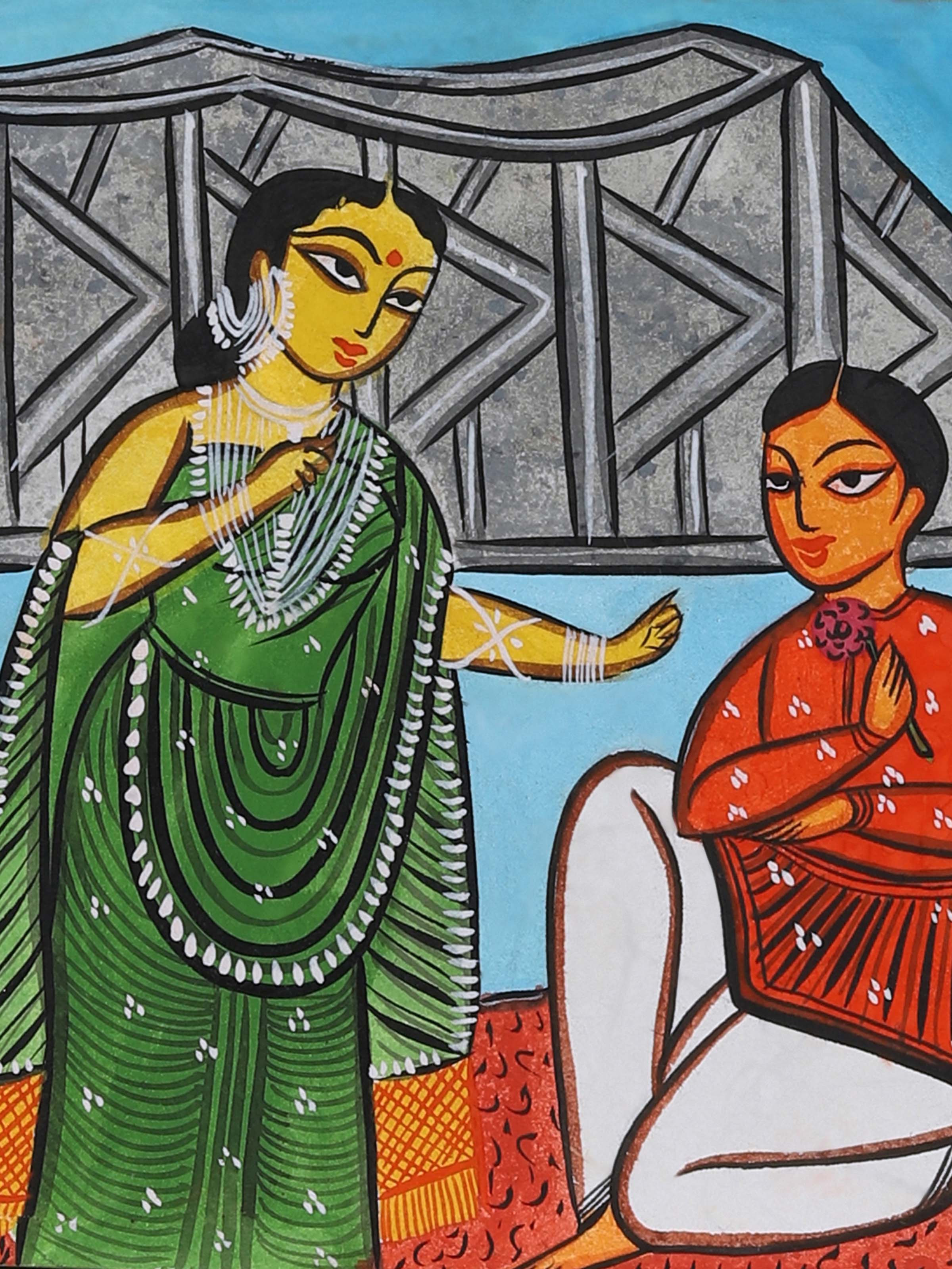 Detail shot of Bengal Culture Kalighat Painting