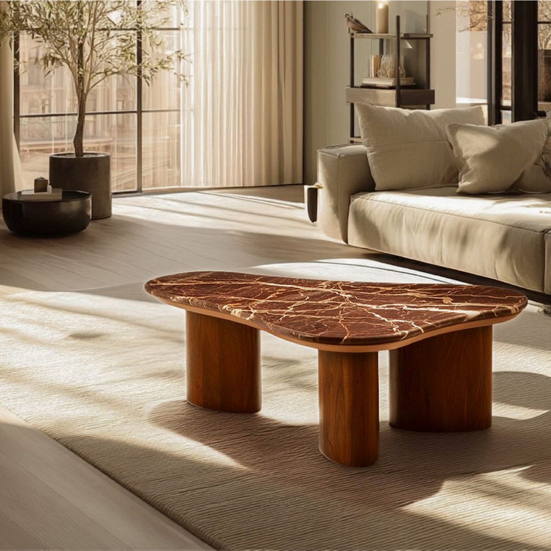 Ollo Solid Wood Coffee Table in Brown Colour - Orange Tree