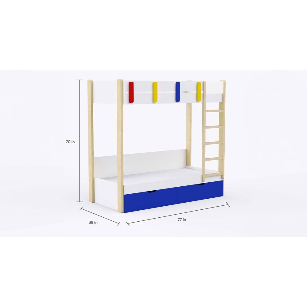 Pine Tree Bunk Bed with Drawer Storage