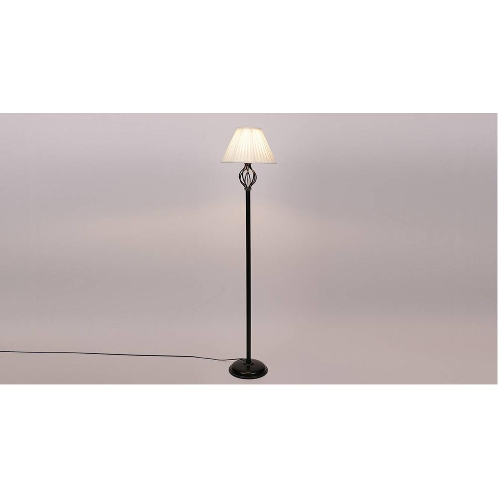 Gabrielle Black Cotton Shade Floor Lamp