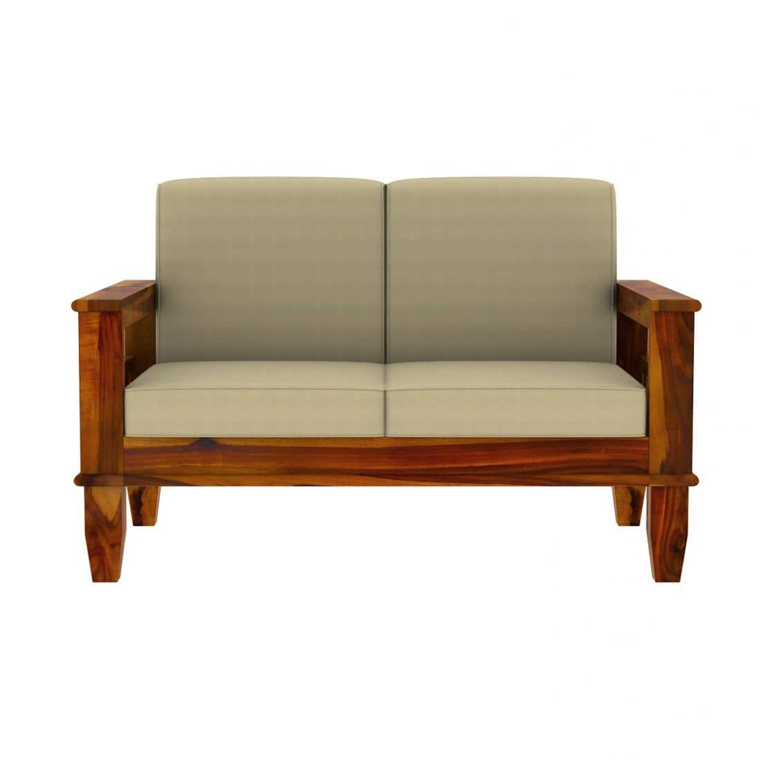 Madhavi 3+2+1 Seater Wooden Sofa (Creame Colour, Honey Finish)