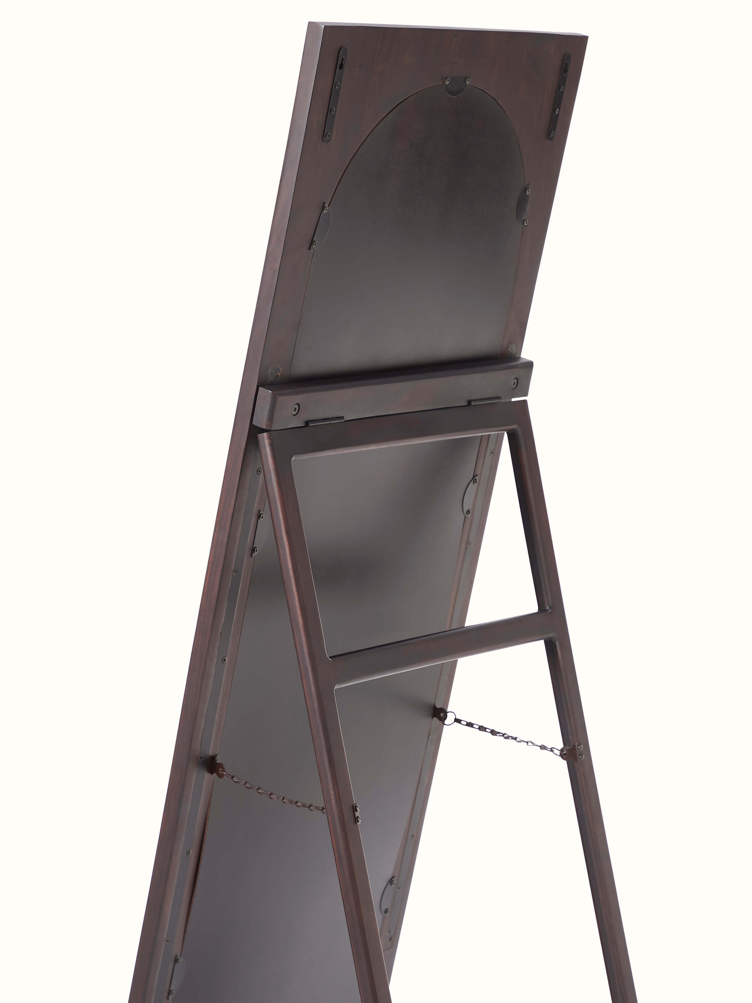 Detail shot of the Sheesham Wood & Brass Tarkashi Mirror's frame, emphasizing the quality and artistry of the brass work