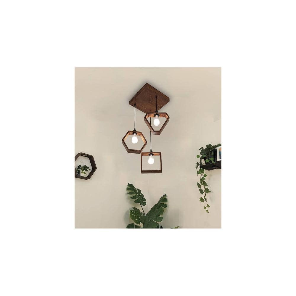 Clark Brown Solid Wood Cluster Hanging Light