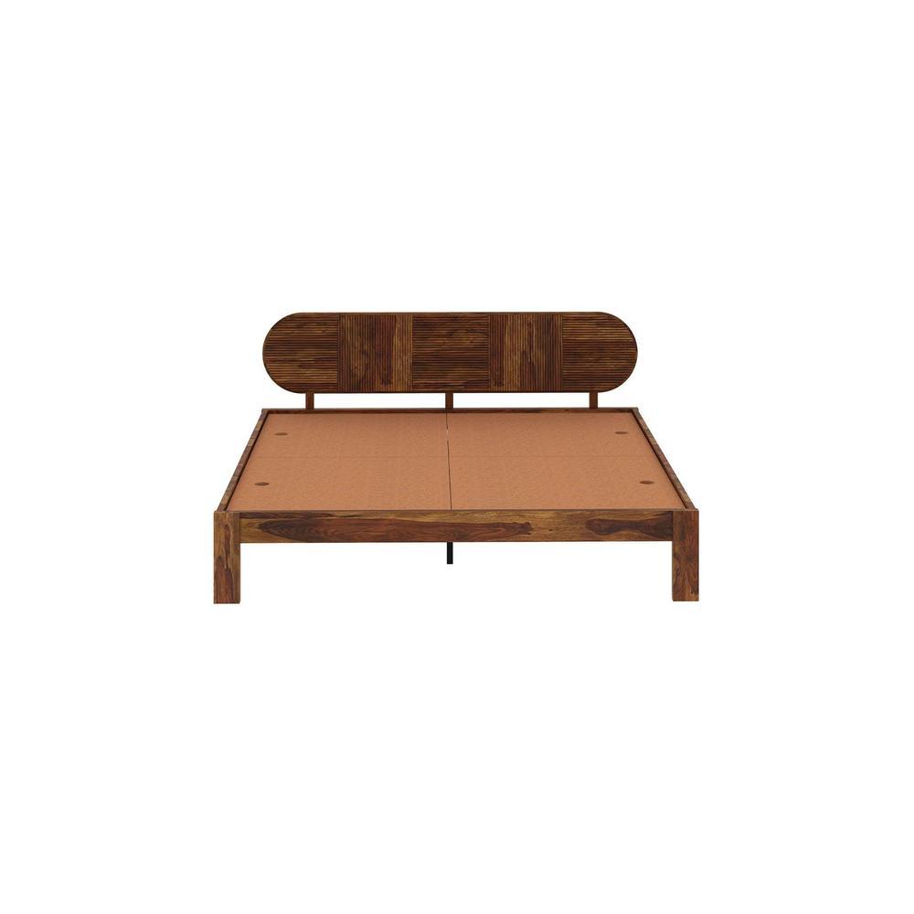 Woodwhiz Solid Wood King Size Non Storage Bed In Provincial Teak Finish