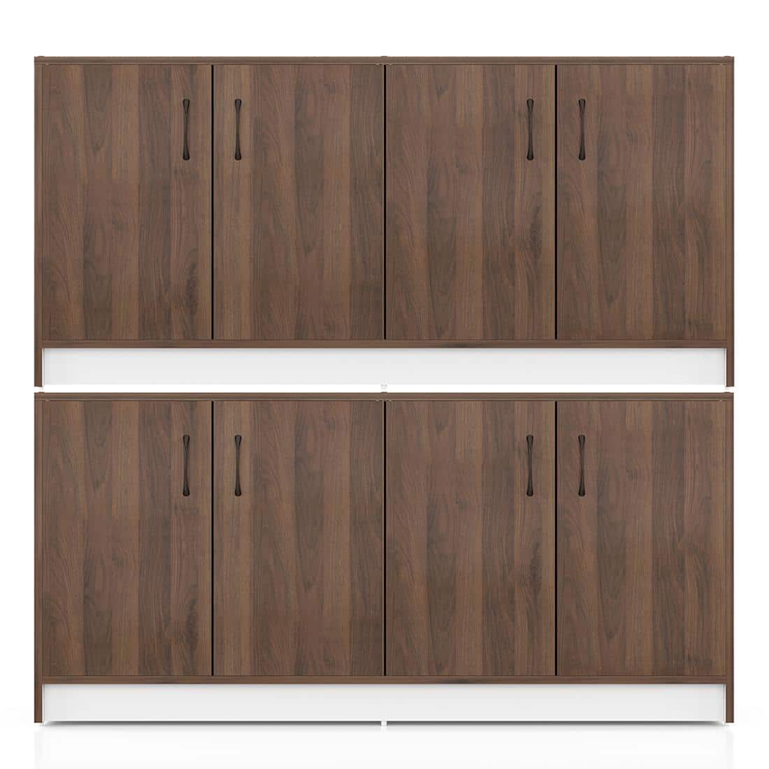 Alex 18 Pair Shoe Rack in Classic Walnut Finish