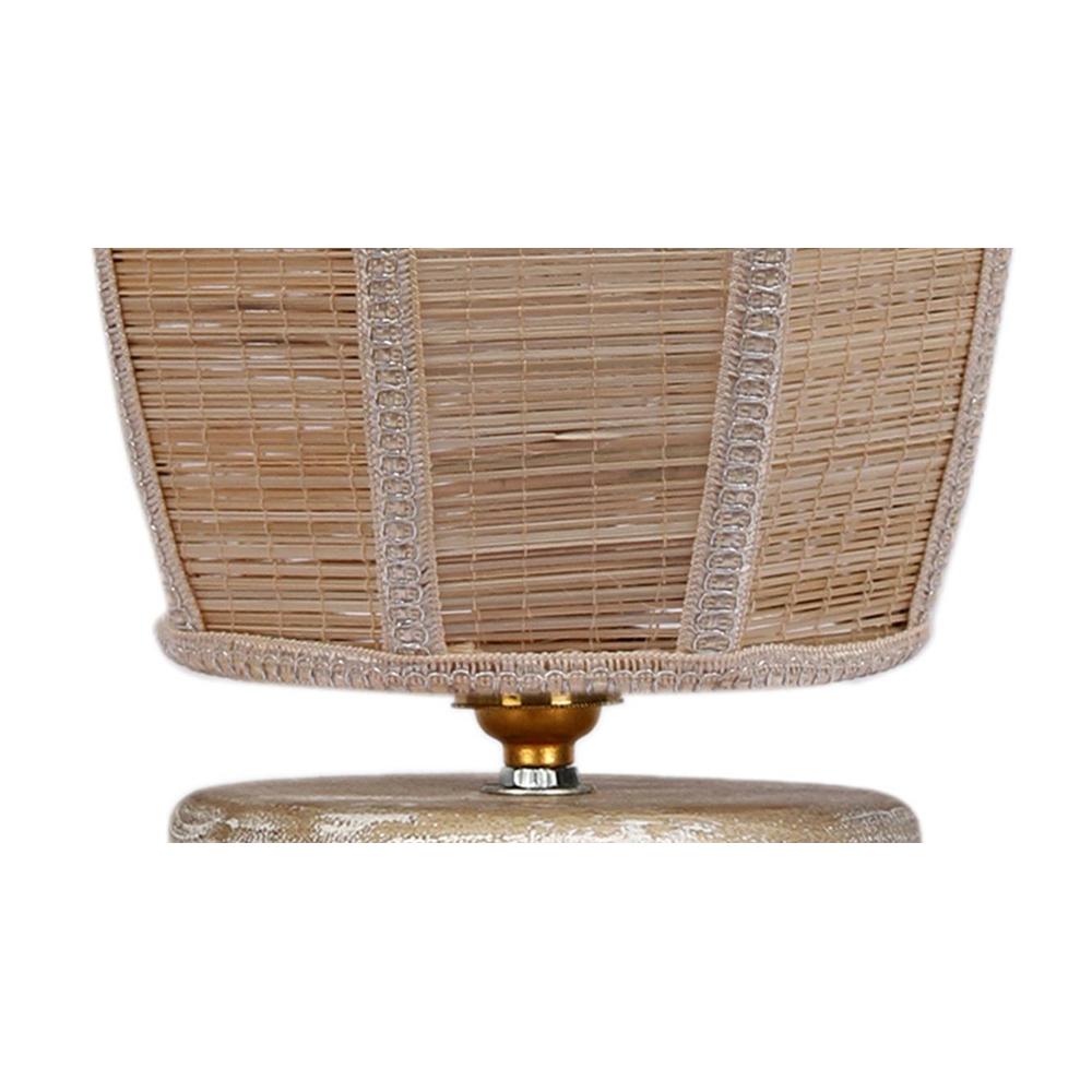Logan Dholak Bamboo table lamp with White Brushed wood base
