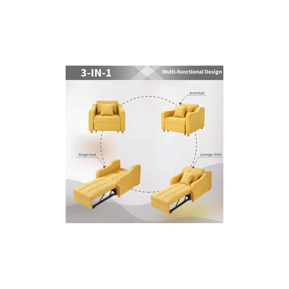 Alysha 1 Seater Sofa Cum Bed In Yellow Color