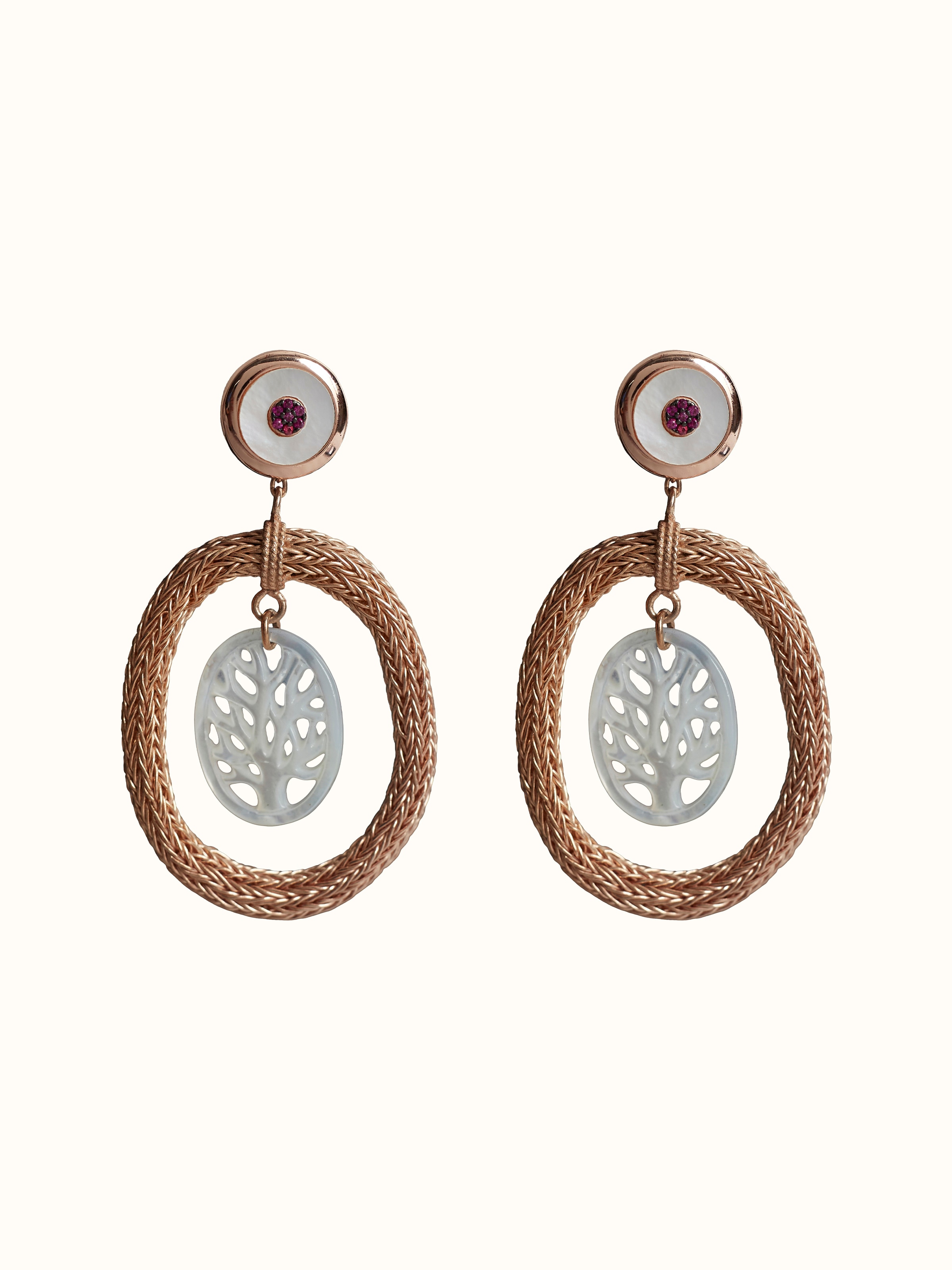 Front view of Handmade Chain Silver Drop Earrings