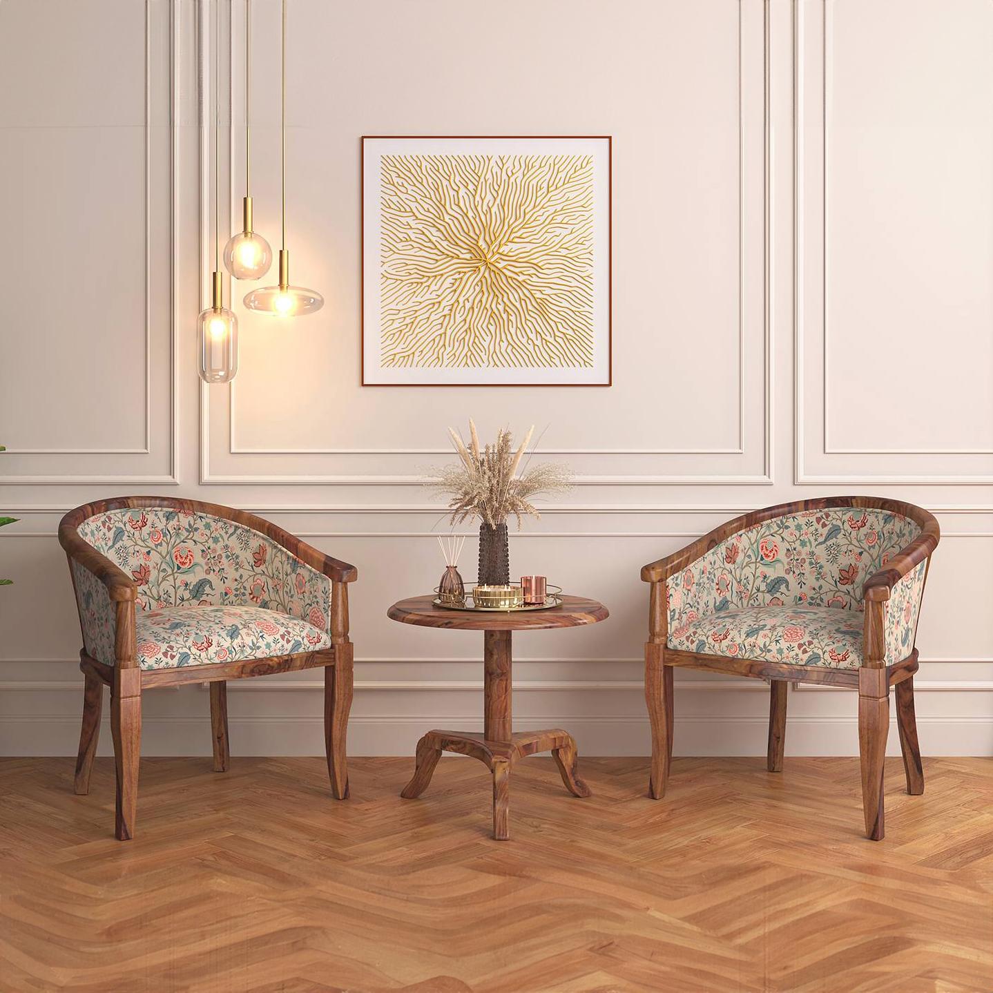 Fiona Solid Wood Side Table in Teak Finish