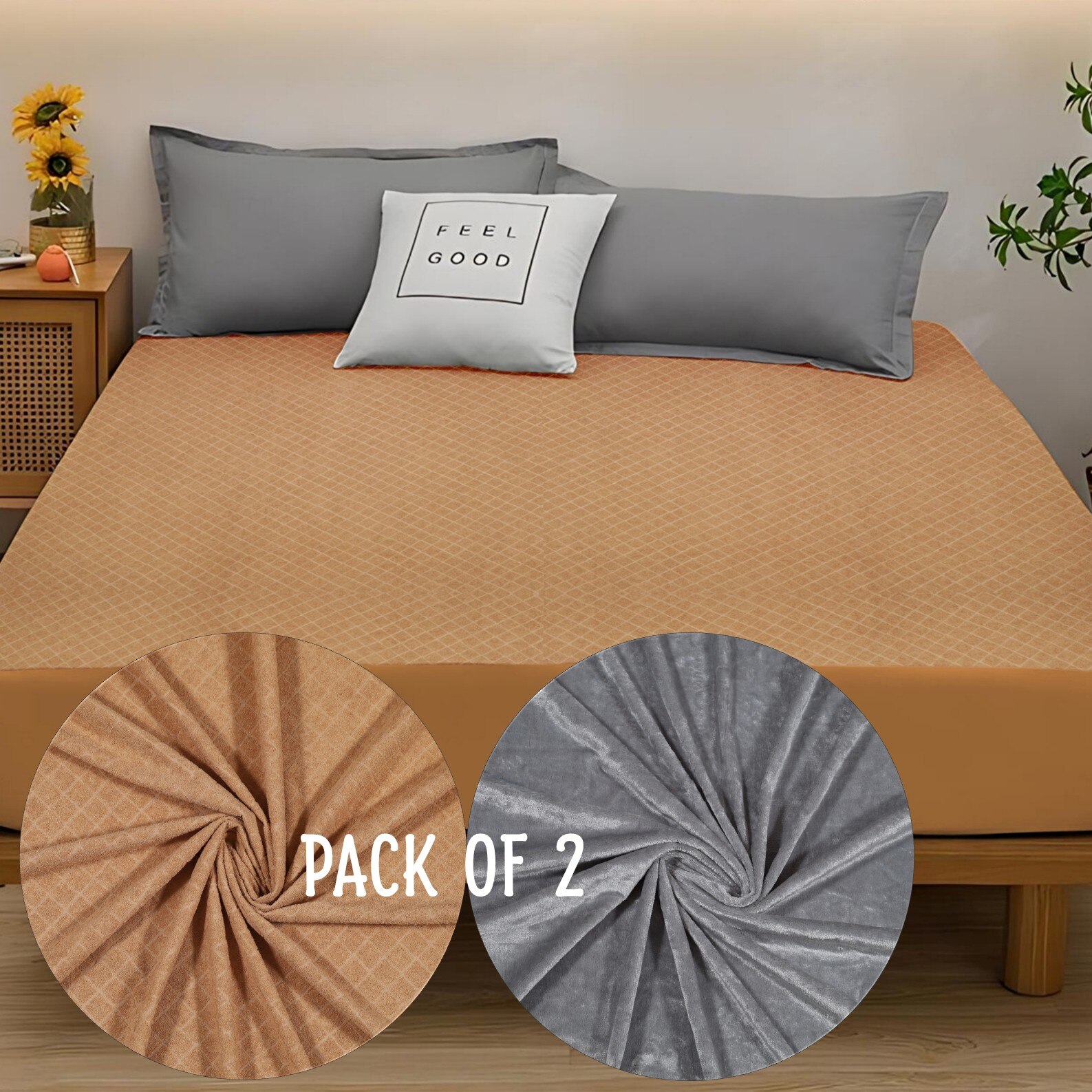 Premium Jacquard Polyester Fabric  Single Bed  Waterproof Mattress Protector  Bed Cover ‎75x48  Pack of 2