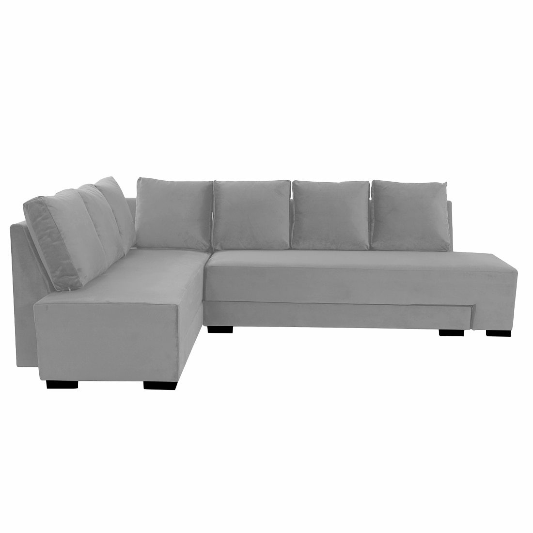 Melo 3 Seater Left Sectional Velvet Sofa Cum Bed in Grey colour