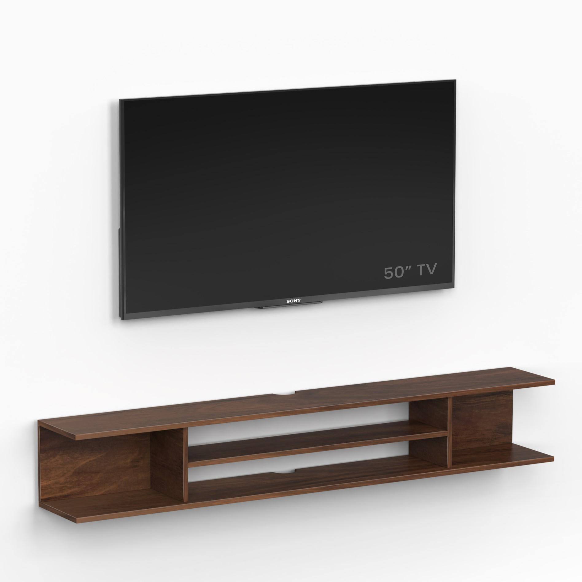 Sanque Large Engineering Wood Wall Mount Tv Entertainment In Brown Maple Finish