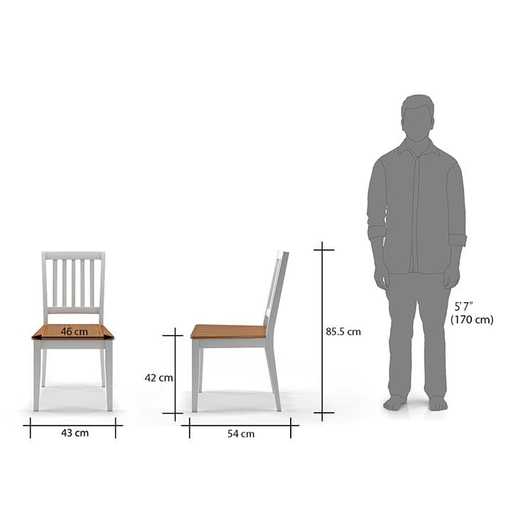 Diner Solid Wood Dining Chair Set Of 2 In Golden Oak Finish