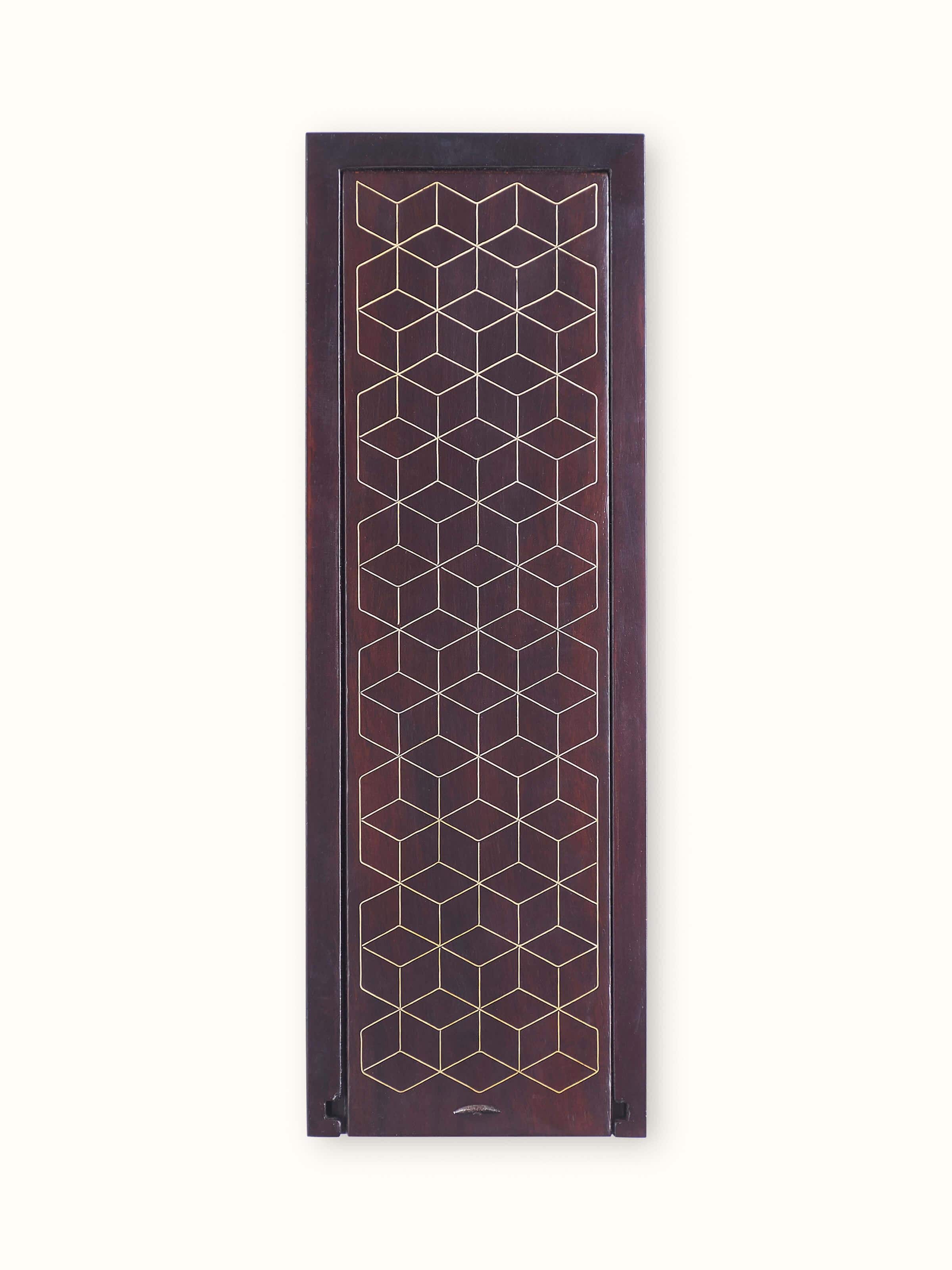 Close-up view of Antique-Finished Tarkashi Jenga Block Game focusing on the texture of the blocks