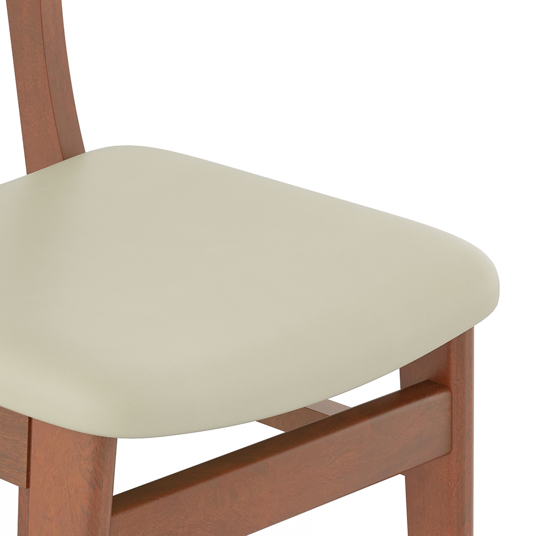 Lunar Solid Wood Dining Chair Set of 2 In Honey Finish With Ancient Ivory Cream Leatherette Colour