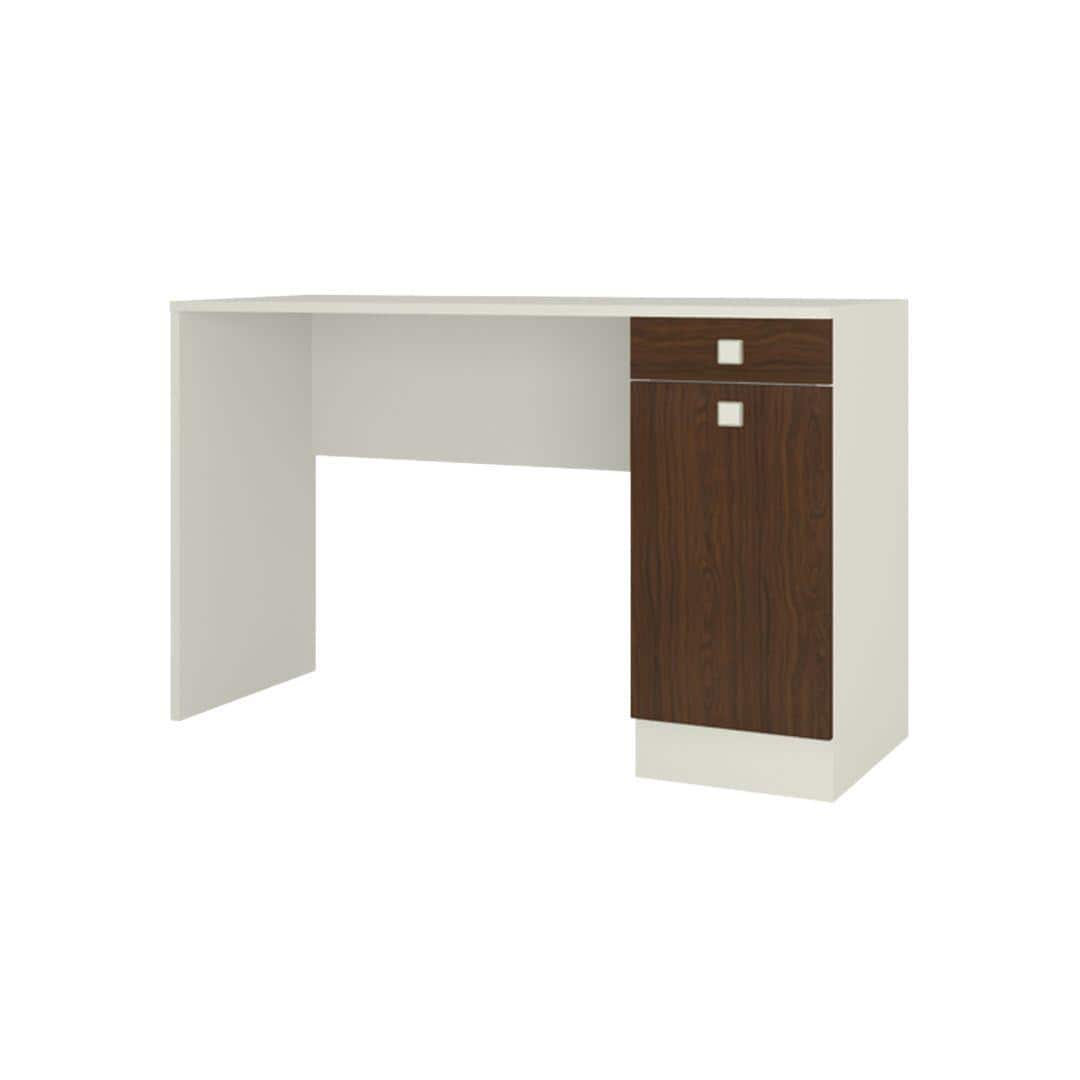 Celestia Study Desk with Shuttered Cabinet and Drawer in Coffee Walnut Colour