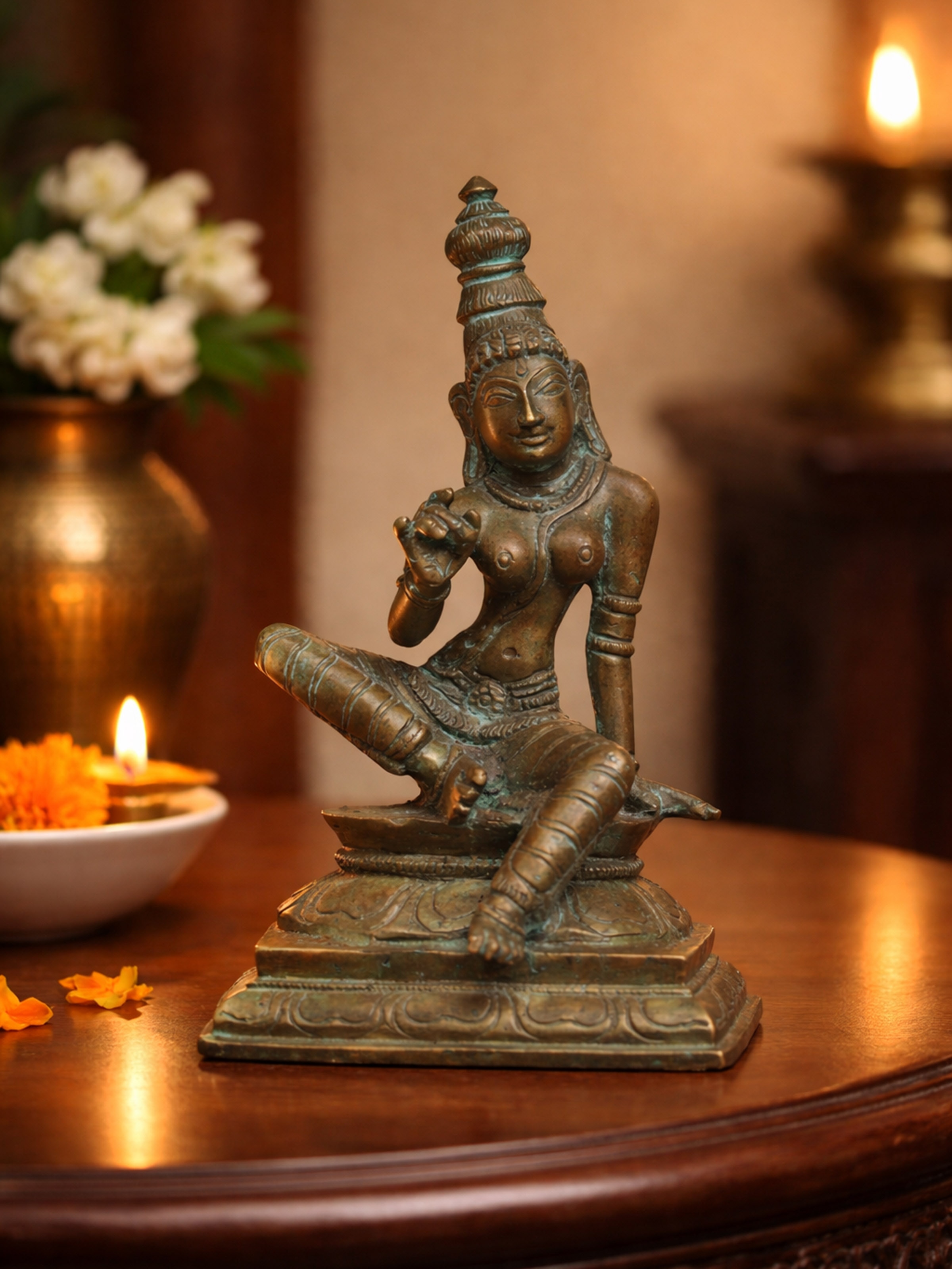 Lifestyle view of Antique Bronze Casting Boga Sakthi Idol